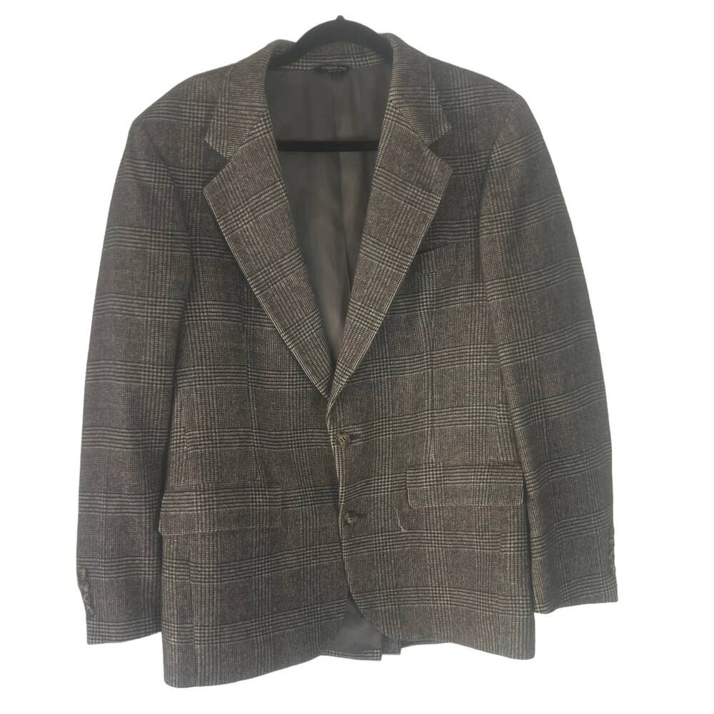 Barrister Men's Size 40 Large Houndstooth 100%‎ Camel Hair Blazer